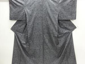 枝花模様織出し本場泥大島紬着物（5マルキ）